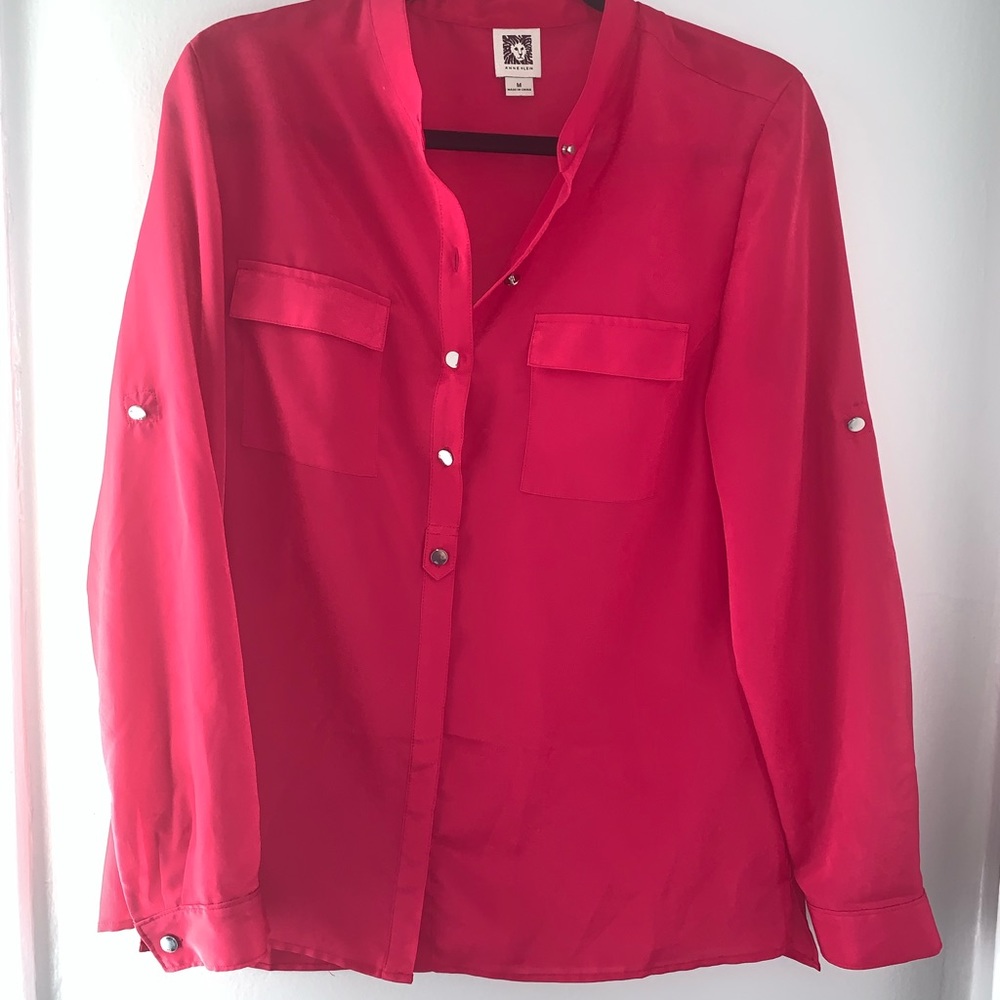 Anne Klein long sleeve pink blouse size medium
